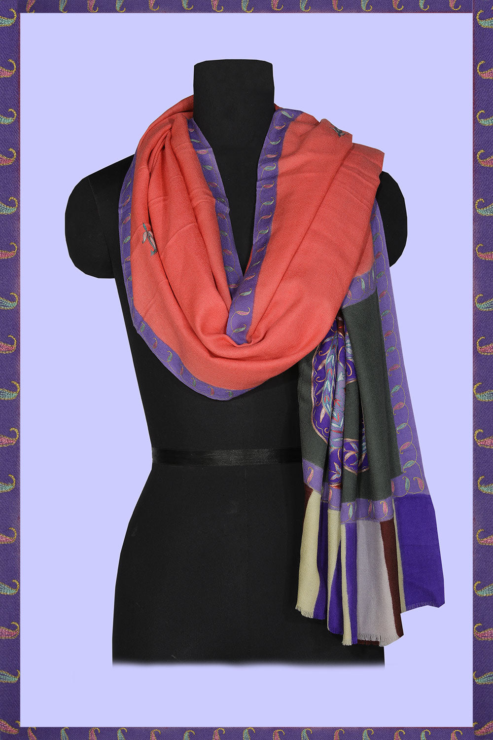 Image of Kashmiri Hand Embroidered Pure Pashmina Shawl