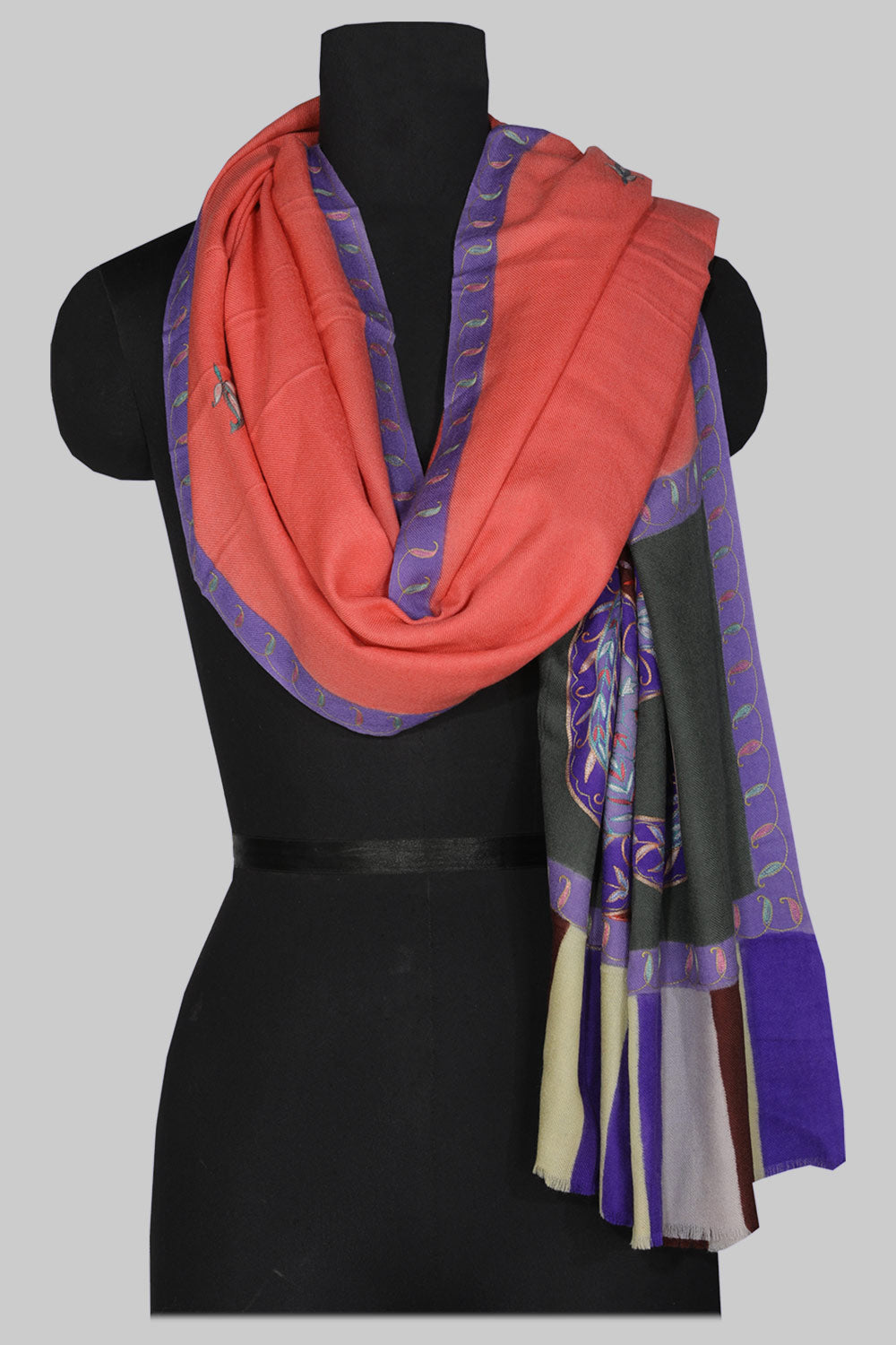 Collection of Kashmiri Hand Embroidered Pure Pashmina Shawl in a gallery layout