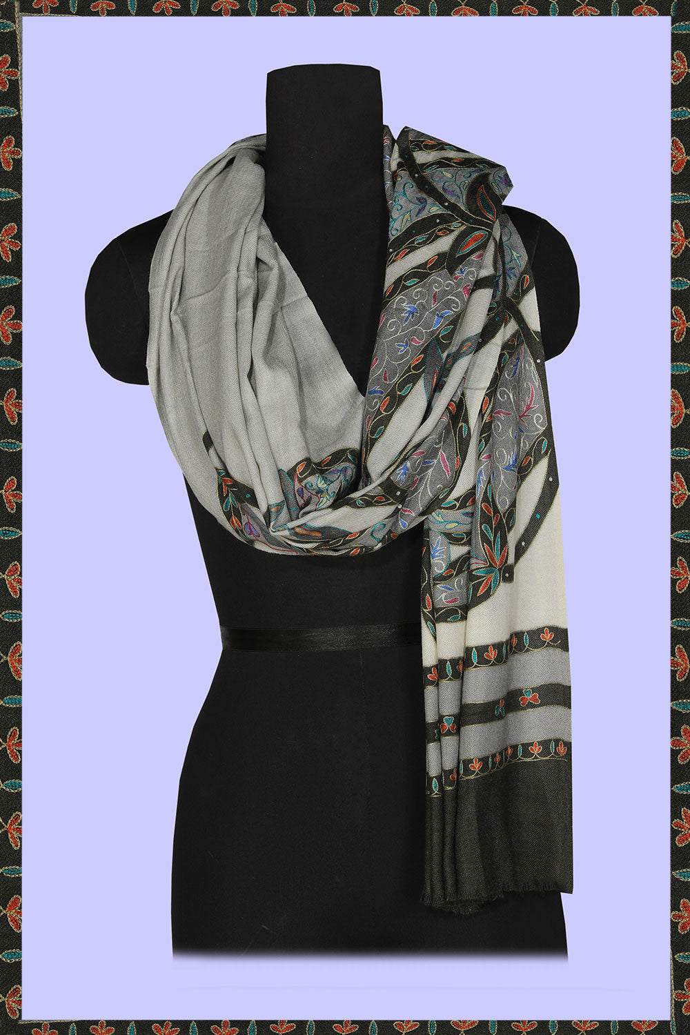 Image of Kashmiri Hand Embroidered Pure Pashmina Stole