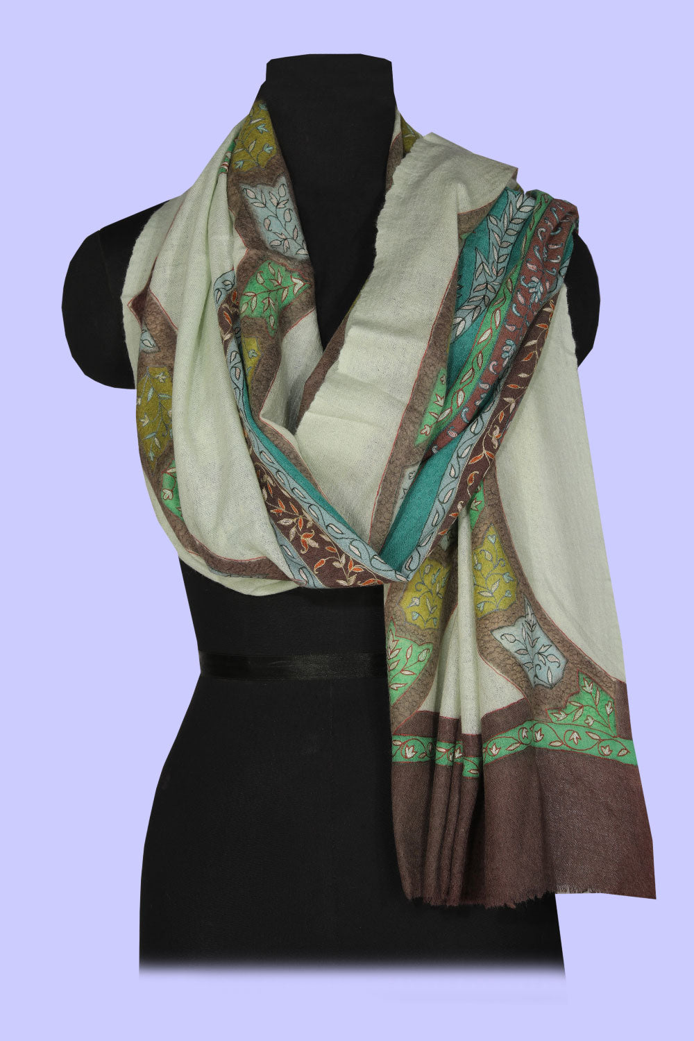 Collection of Kashmiri Hand Embroidered Pure Pashmina Stole in a gallery layout