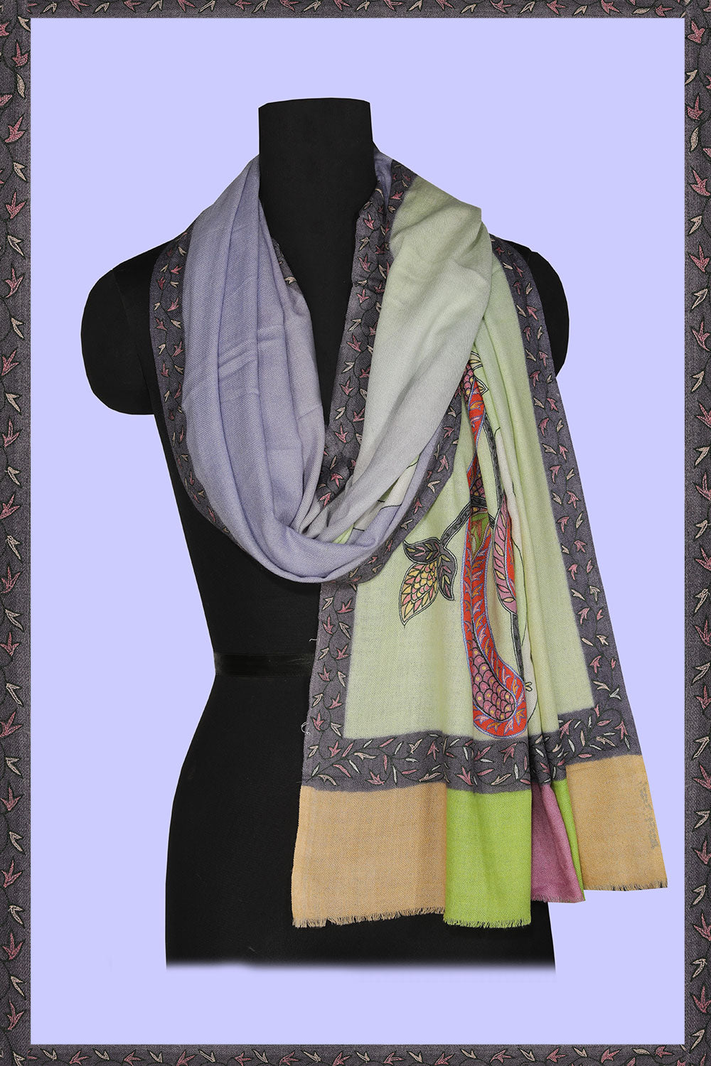 Image of Kashmiri Hand Embroidered Pure Pashmina Stole