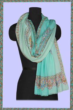 Collection of Kashmiri Hand Embroidered Pure Pashmina Stole in a gallery layout