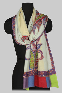 Collection of Kashmiri Hand Embroidered Pure Pashmina Stole in a gallery layout