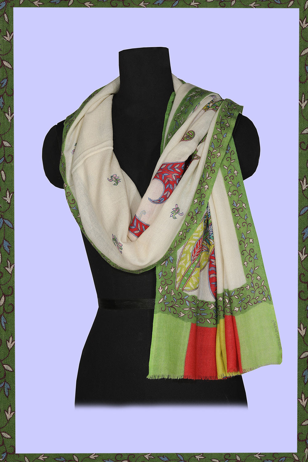 Image of Kashmiri Hand Embroidered Pure Pashmina Stole