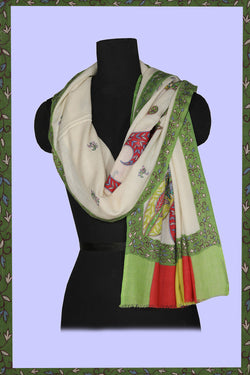 Collection of Kashmiri Hand Embroidered Pure Pashmina Stole in a gallery layout