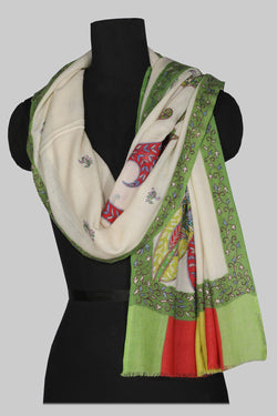 Collection of Kashmiri Hand Embroidered Pure Pashmina Stole in a gallery layout