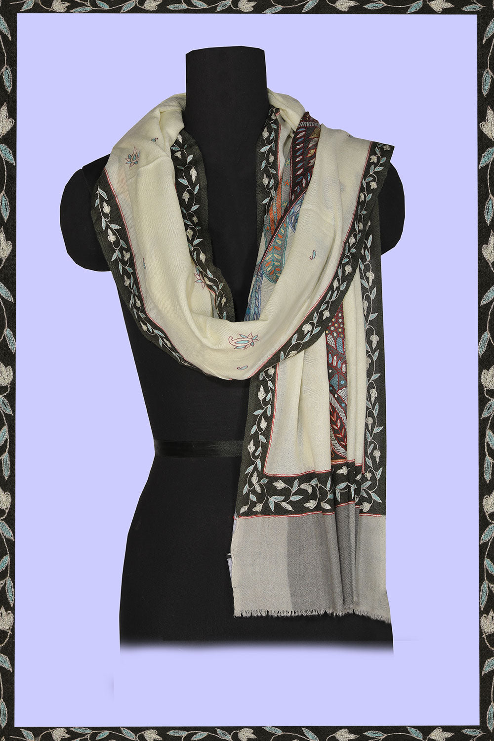 Image of Kashmiri Hand Embroidered Pure Pashmina Stole