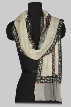 Collection of Kashmiri Hand Embroidered Pure Pashmina Stole in a gallery layout