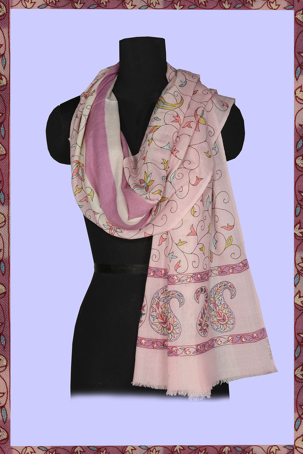 Image of Kashmiri Hand Embroidered Pure Pashmina Stole
