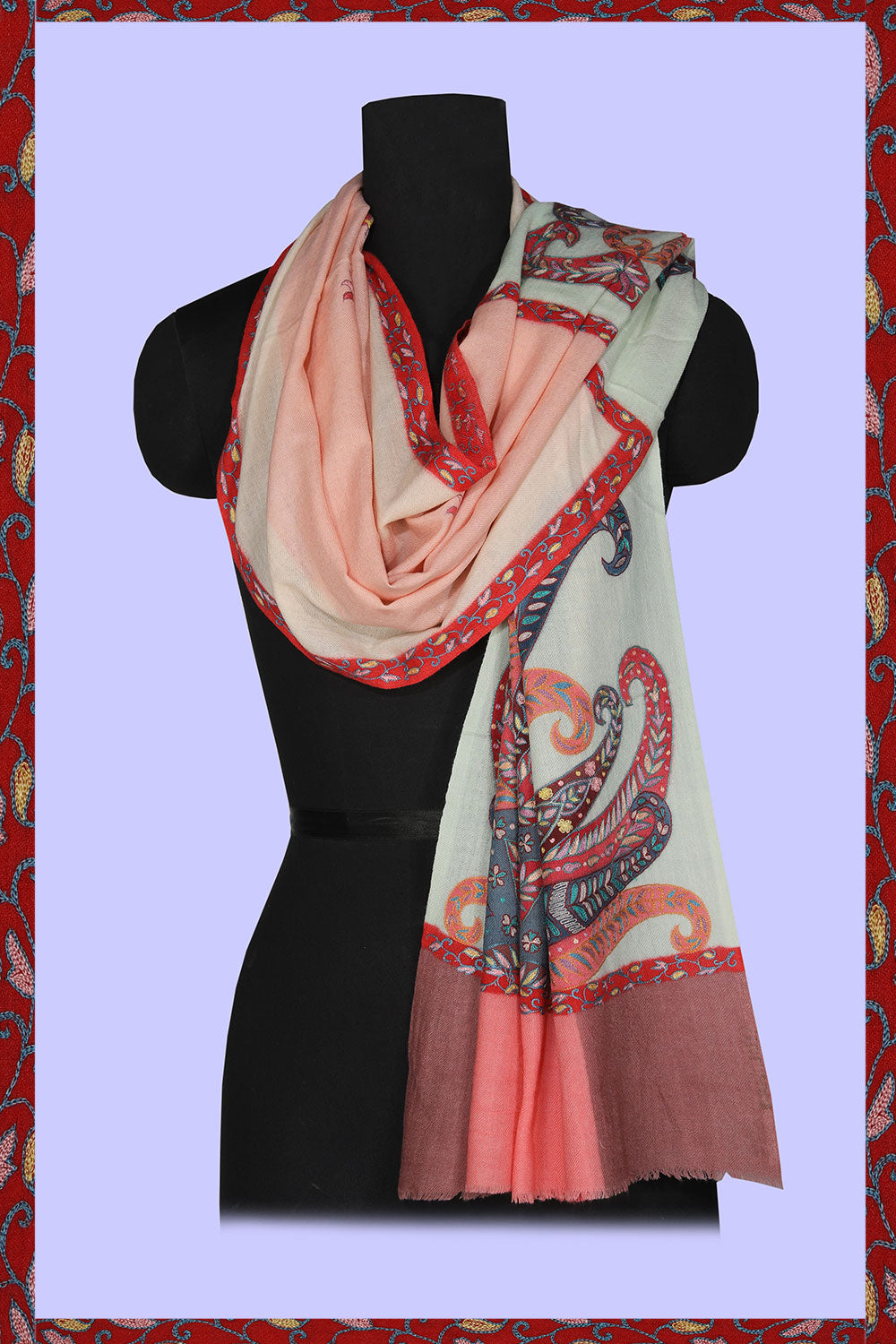 Kashmiri Hand Embroidered Pure Pashmina Stole