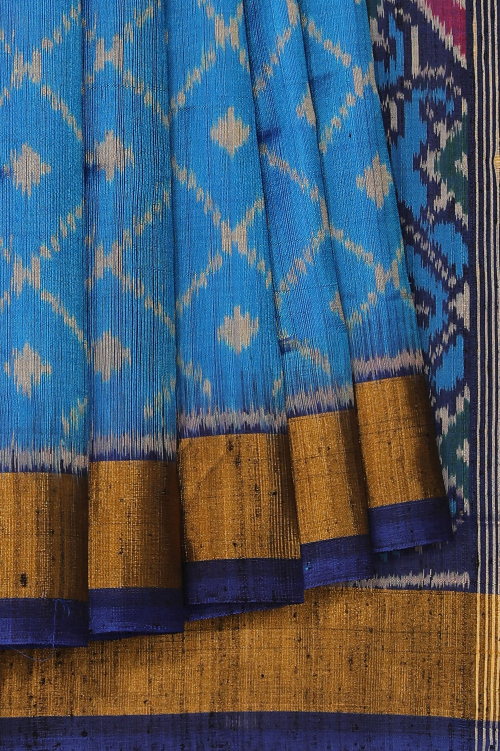 Collection of Rajkot Patola Dupion Silk Royal Blue Saree in a gallery layout