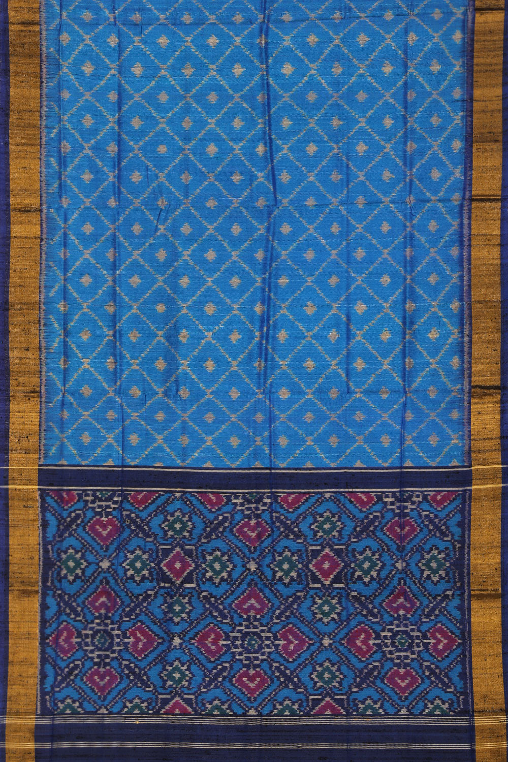 Image of Rajkot Patola Dupion Silk Royal Blue Saree