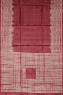 Collection of Tussar Silk Burgundy Red Saree in a gallery layout