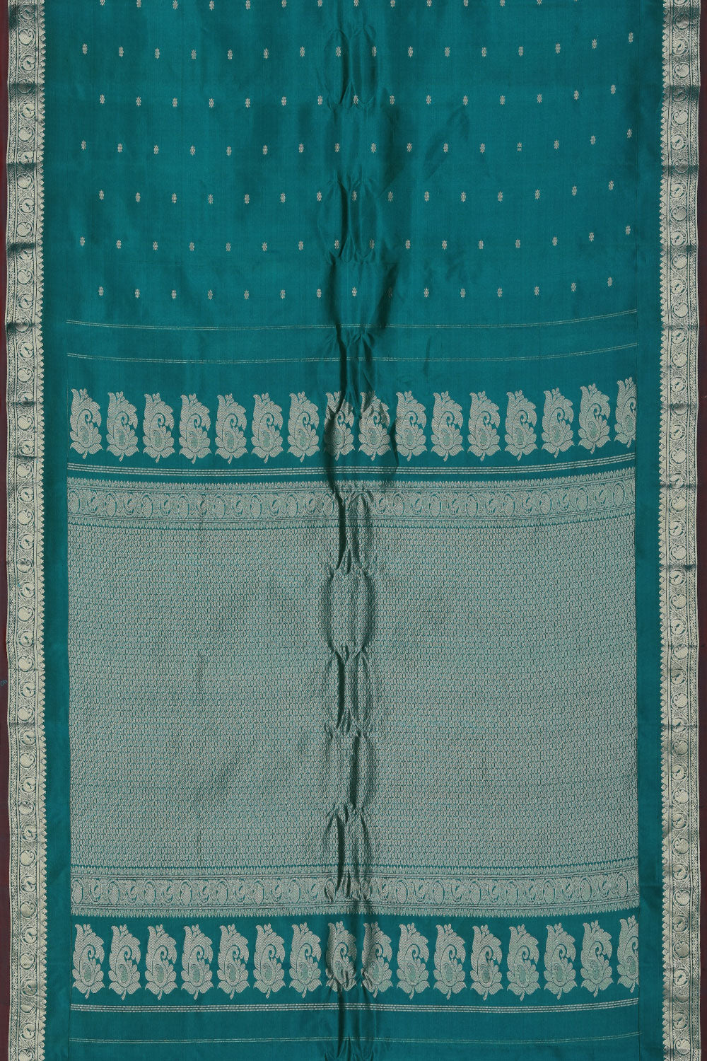 Gadwal Teal Blue Saree