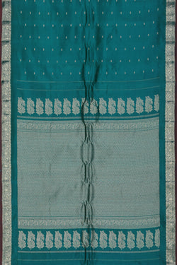 Image of Gadwal Teal Blue Saree