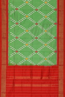 Image of Pochampally Ikat Silk Sea Green Dupatta