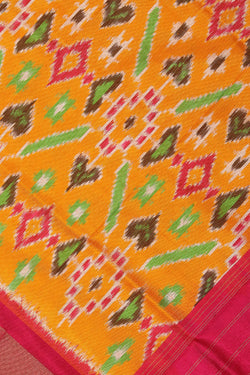 Image of Pochampally Ikat Silk Yellow Dupatta