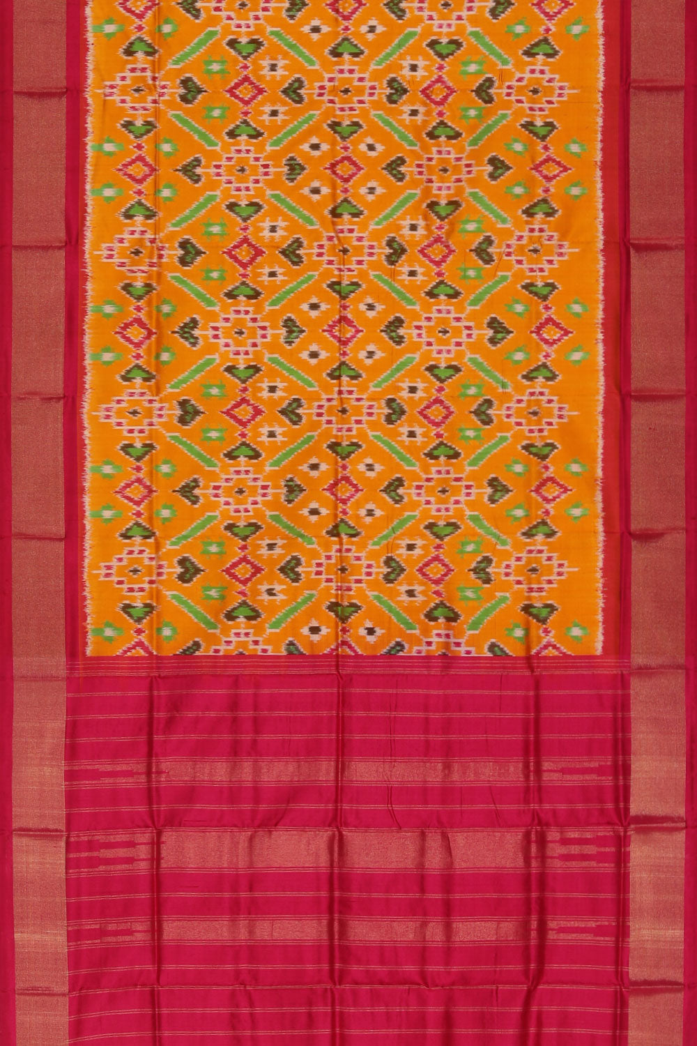 Pochampally Ikat Silk Yellow Dupatta