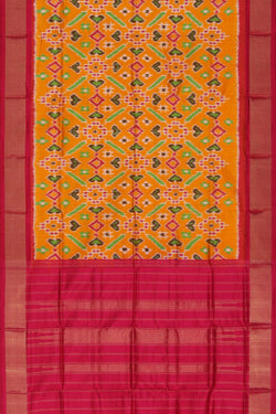 Image of Pochampally Ikat Silk Yellow Dupatta