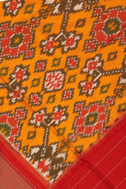 Image of Pochampally Ikat Silk Mustard Dupatta