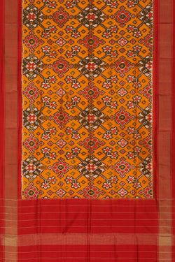 Image of Pochampally Ikat Silk Mustard Dupatta