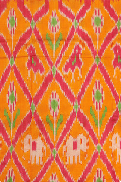 Image of Pochampally Ikat Silk Orange Dupatta