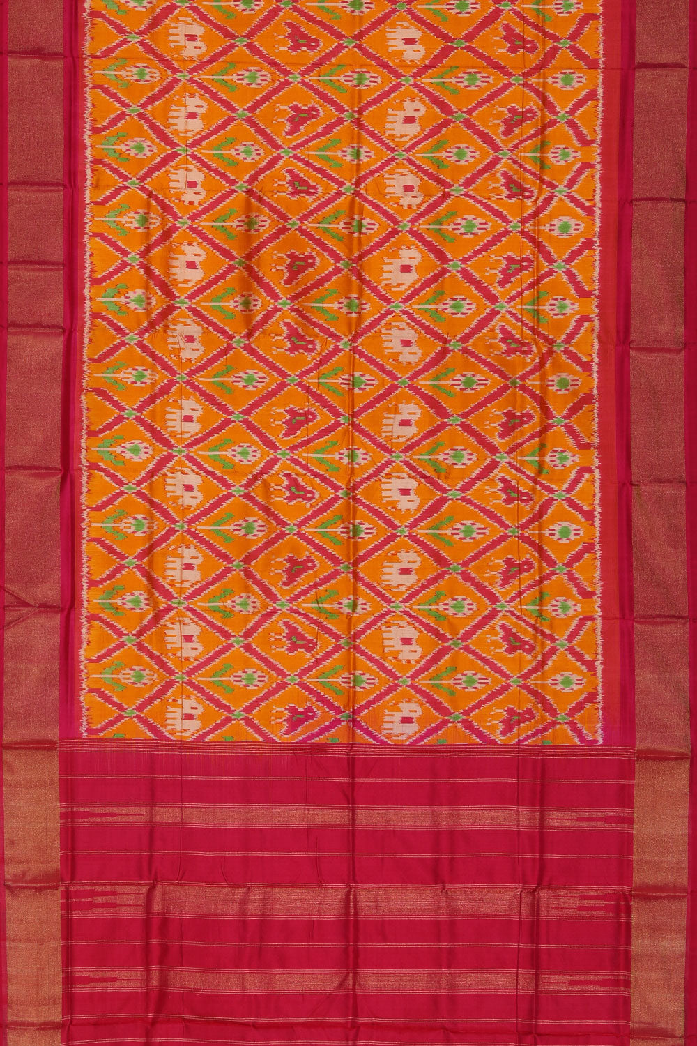 Pochampally Ikat Silk Orange Dupatta