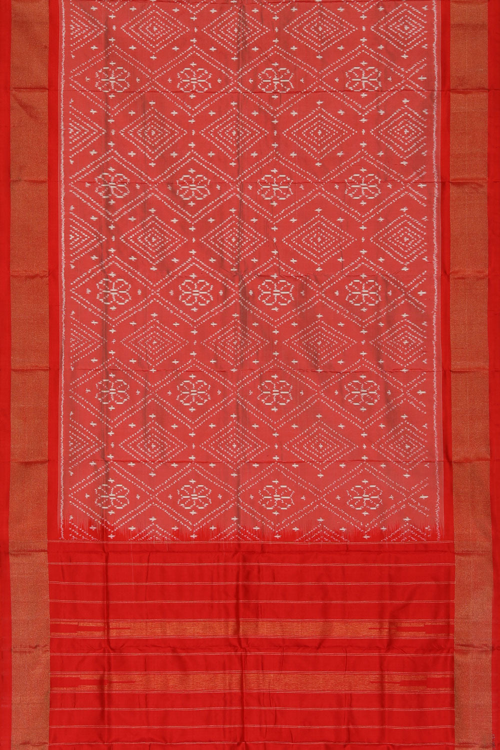 Pochampally Ikat Silk Onion-Red Dupatta