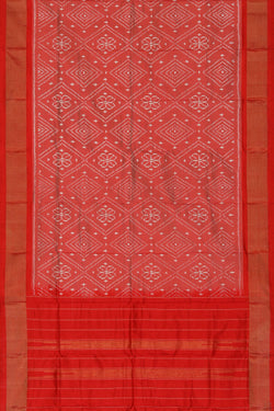 Image of Pochampally Ikat Silk Onion-Red Dupatta