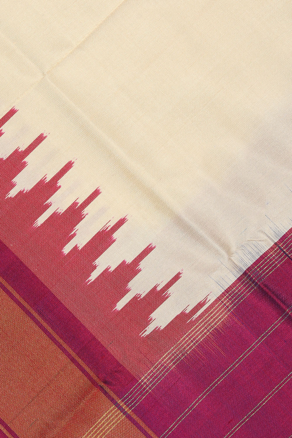 Pochampally Ikat Silk Ivory Cream Dupatta