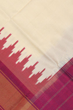 Image of Pochampally Ikat Silk Ivory Cream Dupatta