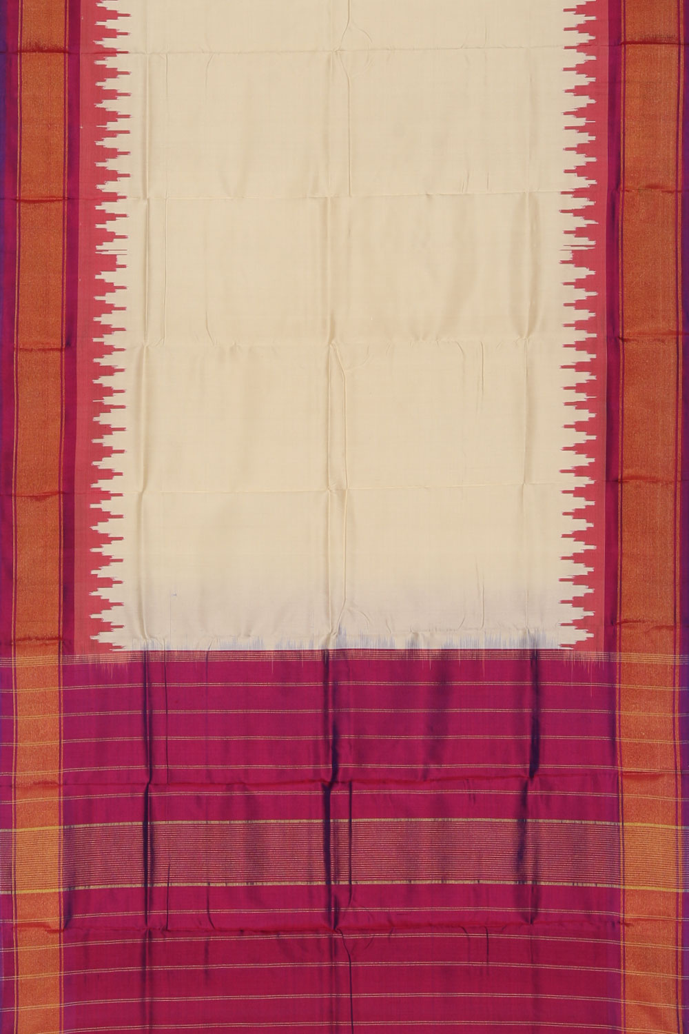 Pochampally Ikat Silk Ivory Cream Dupatta