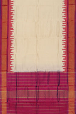 Image of Pochampally Ikat Silk Ivory Cream Dupatta