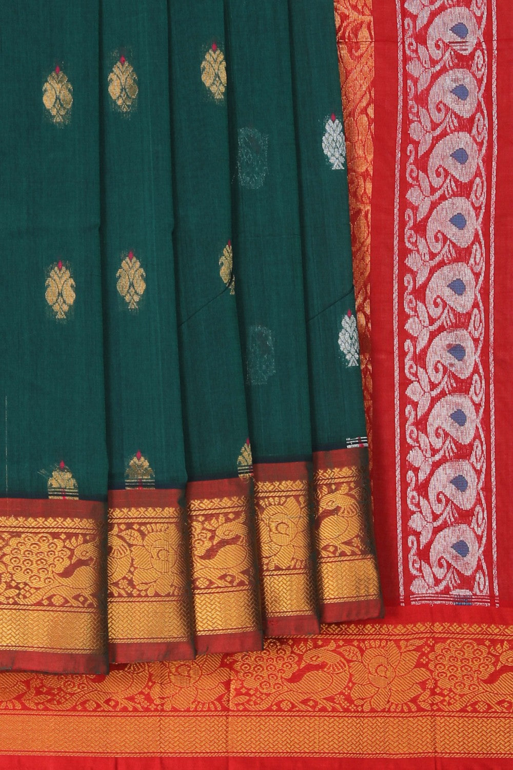 Image of South Cotton Silk Green Saree