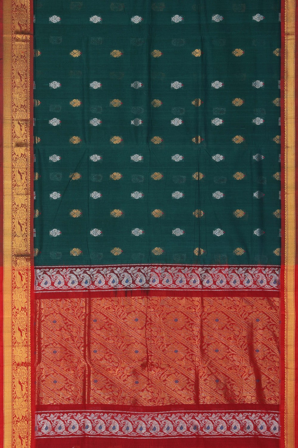 Image of South Cotton Silk Green Saree
