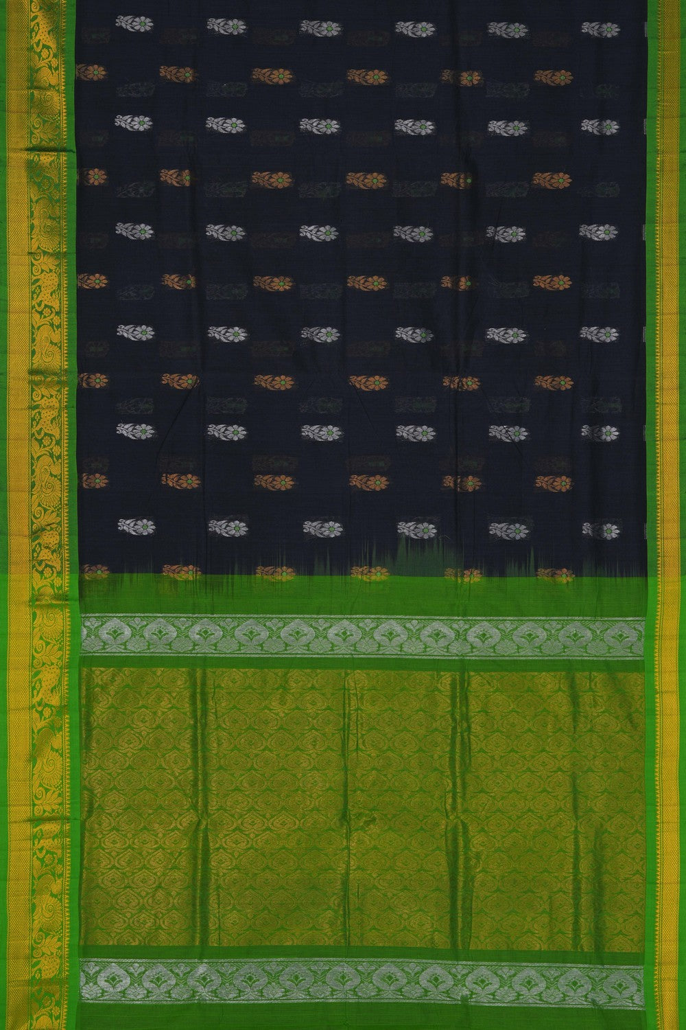 Image of South Cotton Silk Black Saree