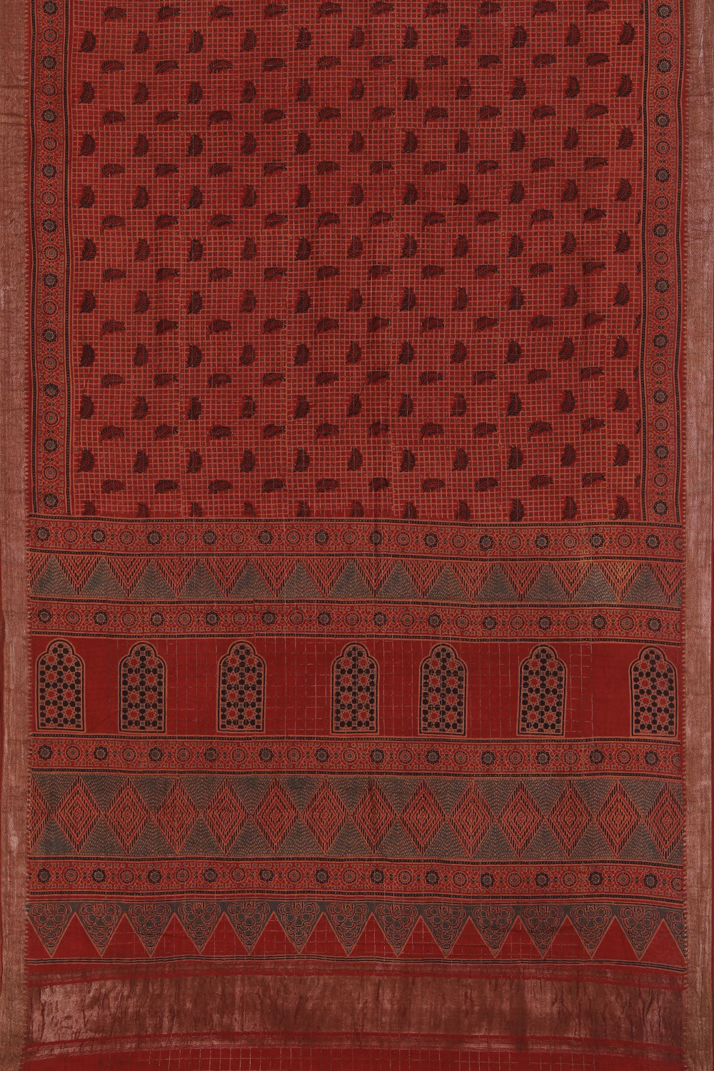 Collection of Mangalgiri Ajrakh Printed Saree in a gallery layout