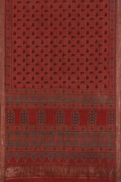 Collection of Mangalgiri Ajrakh Printed Saree in a gallery layout