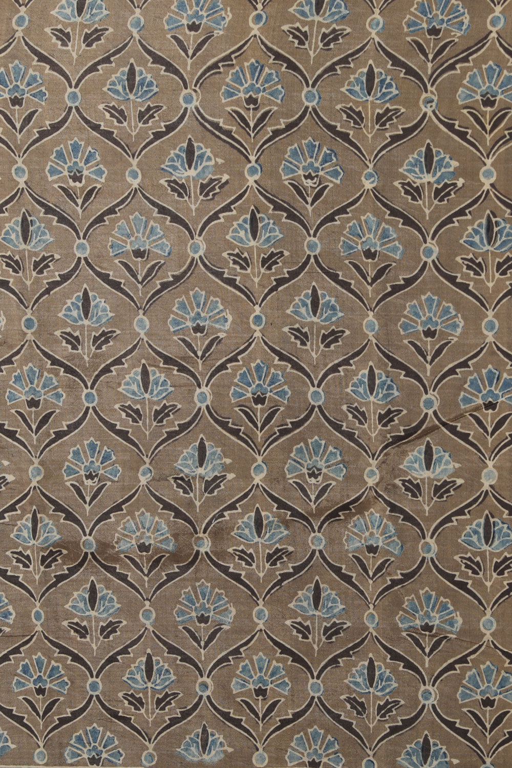 Image of Mangalgiri Silk Floral Ajrakh Printed Saree