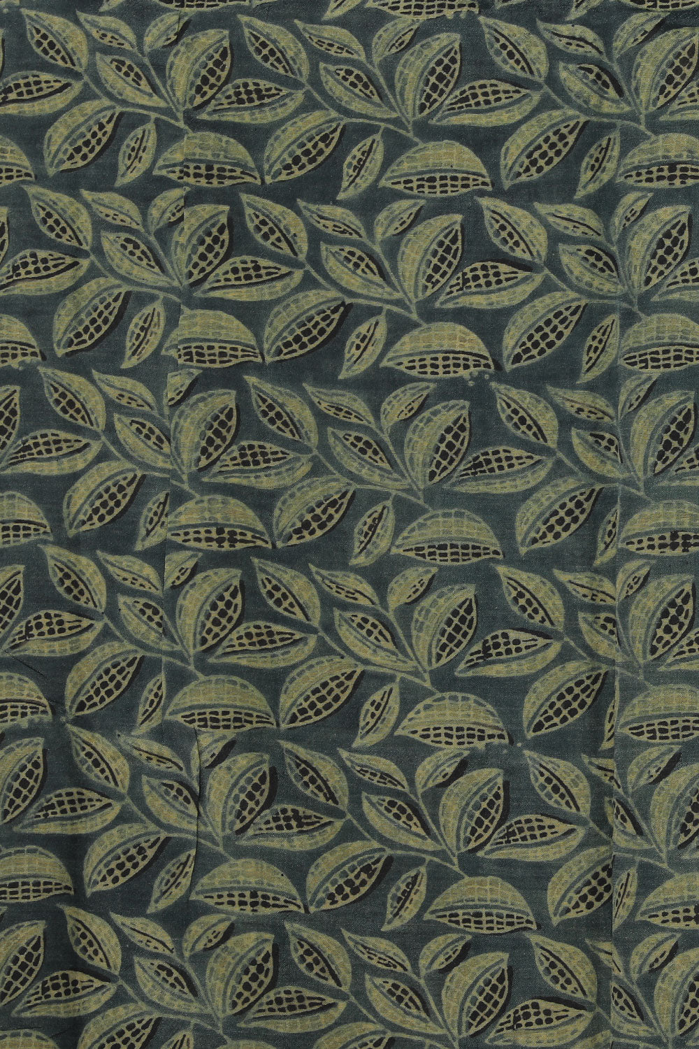 Image of Teal Green Mangalgiri Silk Ajrakh Printed Saree