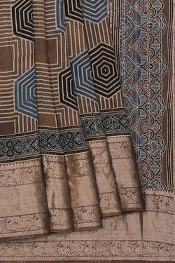 Collection of Mangalgiri Silk Ajrakh Printed Saree in a gallery layout