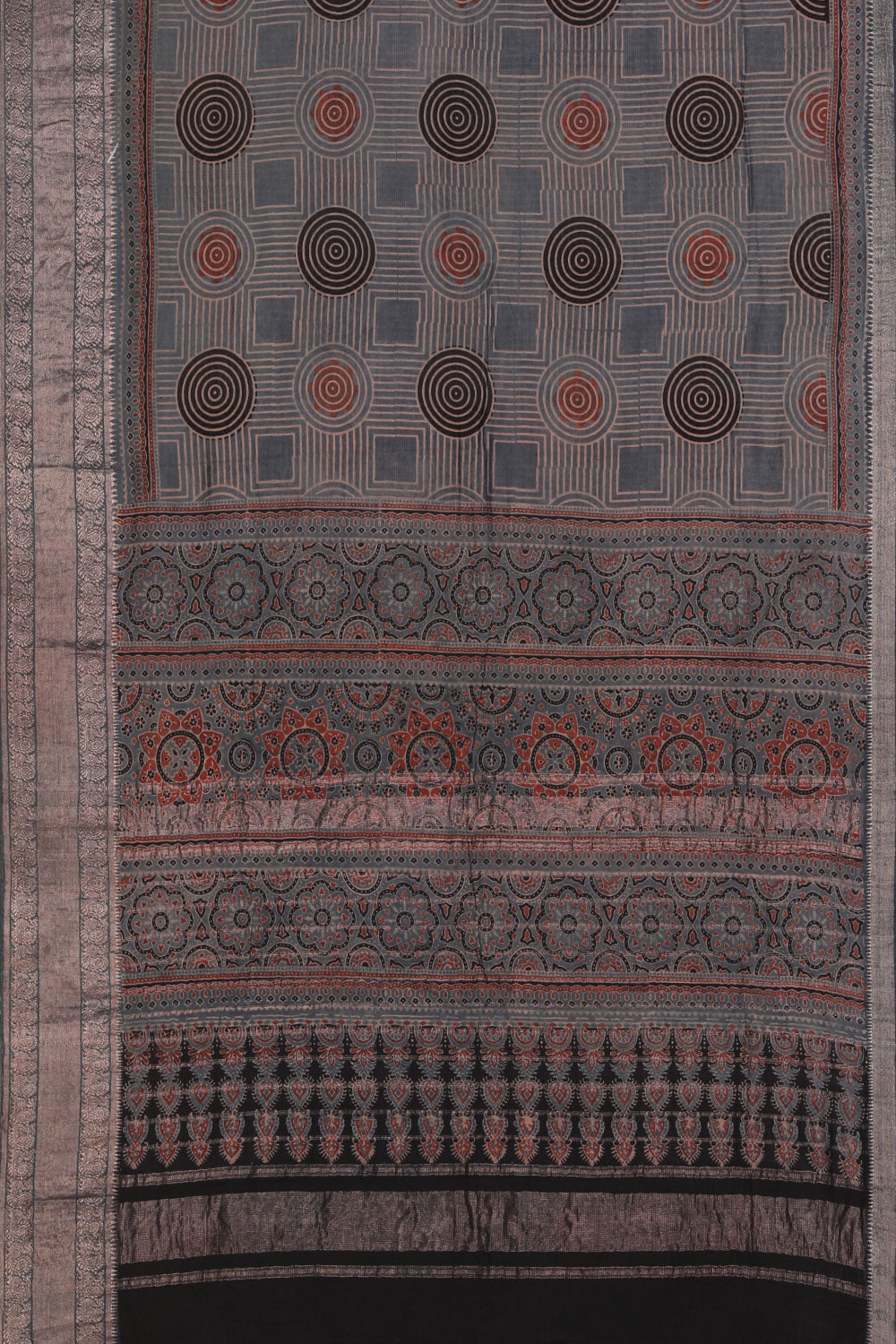 Collection of Mangalgiri Silk Ajrakh Printed Saree in a gallery layout