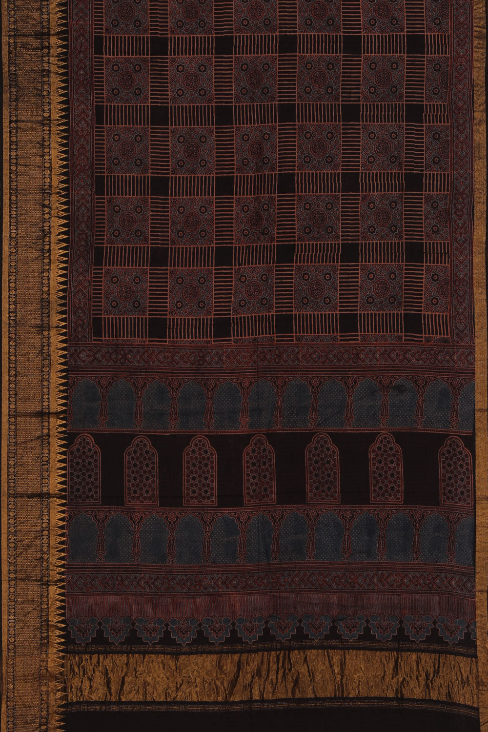 Collection of Mangalgiri Ajrakh Printed Saree in a gallery layout