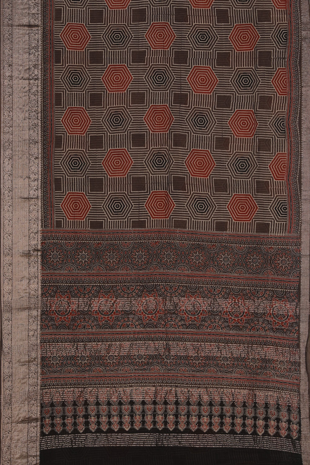 Collection of Mangalgiri Ajrakh Printed Saree in a gallery layout