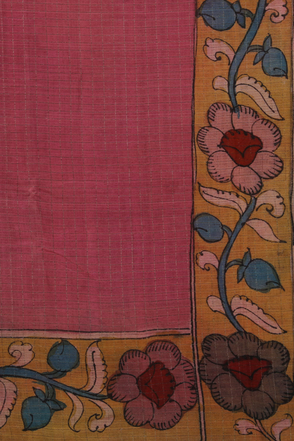 Mangalgiri Silk Kalamkari Pink Saree