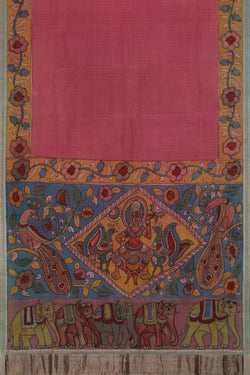 Image of Mangalgiri Silk Kalamkari Pink Saree