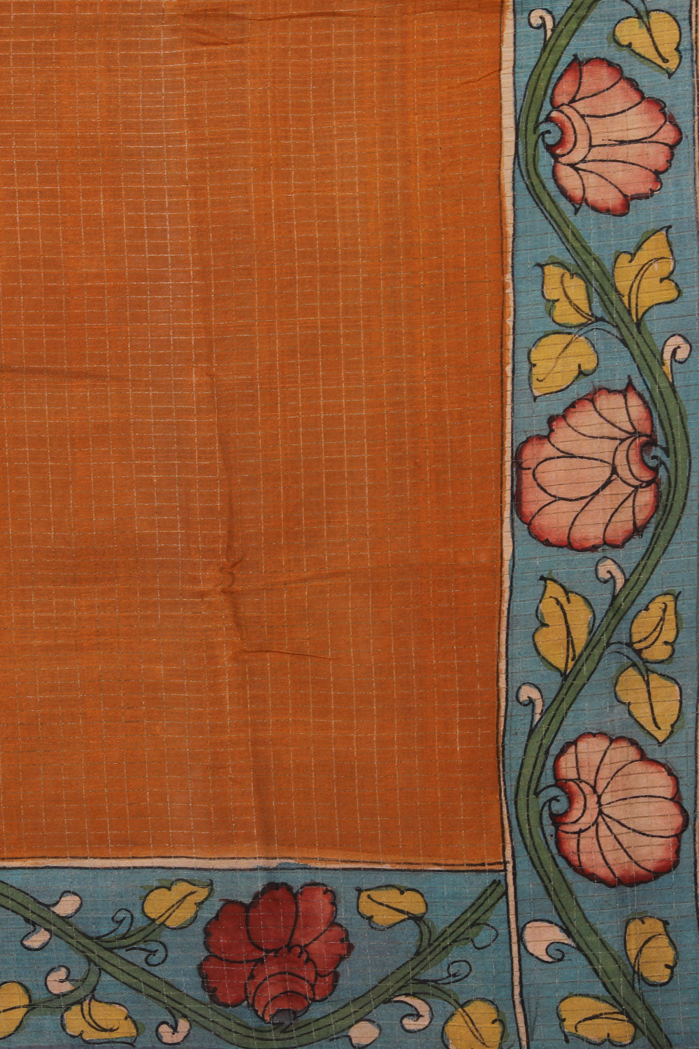 Mangalgiri Silk Kalamkari Brown Saree