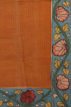 Image of Mangalgiri Silk Kalamkari Brown Saree