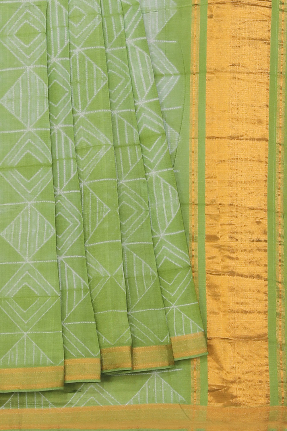 Collection of Mangalgiri Needle Print Green Saree in a gallery layout