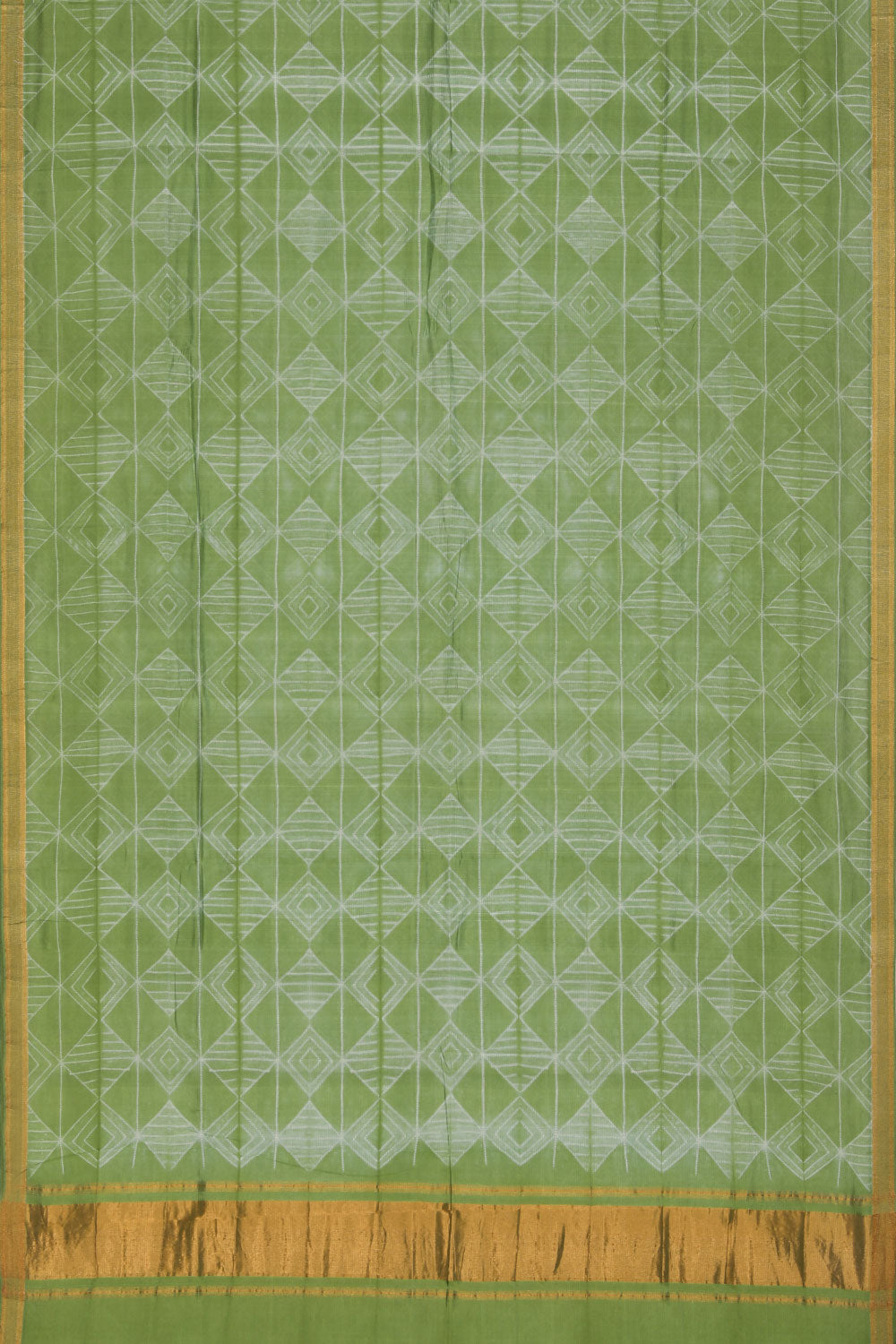 Collection of Mangalgiri Needle Print Green Saree in a gallery layout